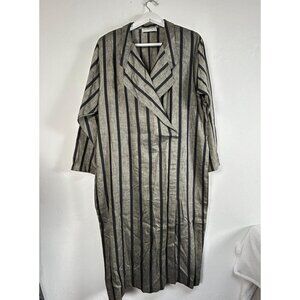 Opus 204 Seattle Vintage Striped Linen Long Coat Jacket Duster Robe Lagenlook